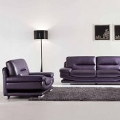 2757 Full Leather Purple Sofa by ESF w/Optional Loveseat & Chair