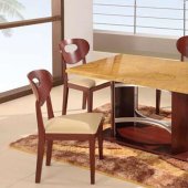 Beige Faux Marble Top Contemporary Dinette Table W/Mahogany Base