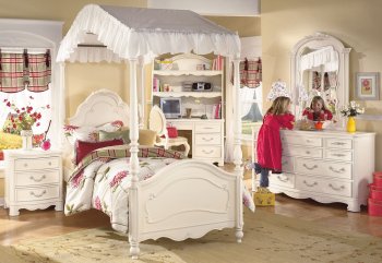 White Wash Finish Traditional Kids Bedroom w/Poster Bed [HLBS-B871P]