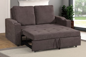 F6580 Convertible Sofa Bed in Cappuccino Fabric by Poundex [PXSB-F6580]