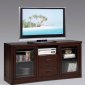 Espresso Finish Modern TV Stand w/Glass Doors