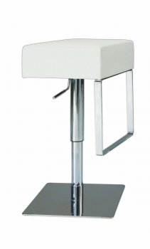 Stainless Steel Base & White Seat Set of 2 Backless Barstools [CYBA-0811-White]