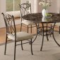 Round Marble Veneer 5Pc Modern Dining Table Set w/Metal Base