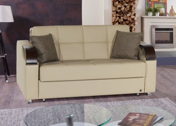 Caprio Loveseat Bed in Beige Bonded Leather w/Optional Chair Bed [RNLB-Caprio Bonded Beige]