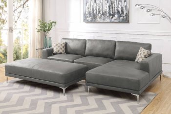 F6429 Sectional Sofa in Antique Gray Leatherette by Poundex [PXSS-F6429]