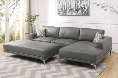 F6429 Sectional Sofa in Antique Gray Leatherette by Poundex