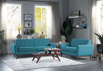 Rittman Sofa & Loveseat 9814BU in Blue by Homelegance w/Options [HES-9814BU-Rittman]