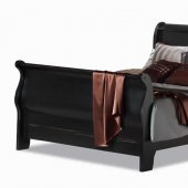 Antique Distressed Ebony Finish Modern Sleigh Bed