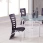 Glass Table Top Modern 5 Pc Dining Set w/Black Chairs