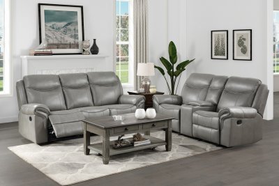 Aram Sofa 8206GRY in Gray Faux Leather by Homelegance