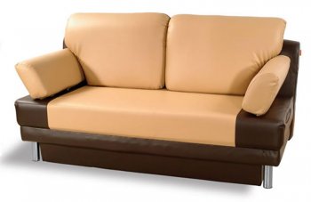 Two-Toned Beige & Brown Vinyl Leather Contemporary Sofa Bed [AHSB-Paris]