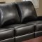 Black Bonded Leather Modern Double Reclining Sofa & Loveseat Set