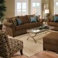 Sable Brown Fabric Sofa & Loveseat Set w/Accent Throw Pillows