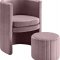 Selena Accent Chair & Ottoman 555 in Pink Velvet by Meridian