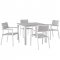 Maine 5 Piece Outdoor Patio Dining Set in White & Gray by Modway