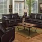 Walnut Faux Leather Modern Sofa & Loveseat Set w/Wooden Legs