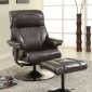 Brown Leather-Like Vinyl Modern Recliner Chair w/Ottoman