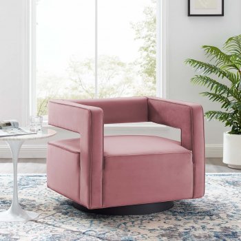 Booth Swivel Accent Chair in Dusty Rose Velvet by Modway [MWAC-3948 Booth Dusty Rose]