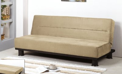 Camel Micro Suede Contemporary Sofa Sleeper w/Canister Legs