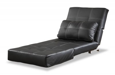 Black Leatherette Upholstery Modern Folding Chair/Chaise
