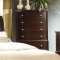 Espresso Finish Contemporary Bedroom w/Leatherette Headboard