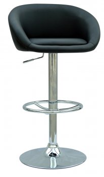 Black & Chrome Set of 2 Swivel Barstools w/Adjustable Height [CYBA-0380-BS-BLACK]