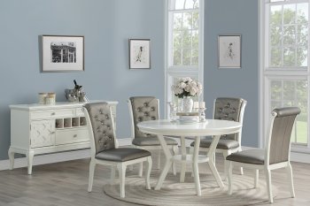 F2470 5Pc Dining Set in Ivory & Silver by Poundex w/Options [PXDS-F2470-F1762]