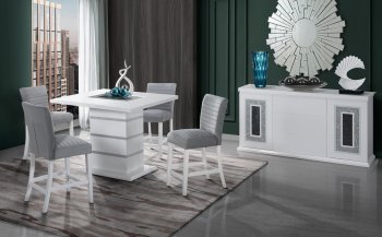 Monaco Bar Table 5Pc Set in White by Global w/03 BS Barstools [GFDS-Monaco-WHT-BT-03-BS]