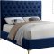 Cruz Bed in Navy Velvet Fabric by Meridian w/Options