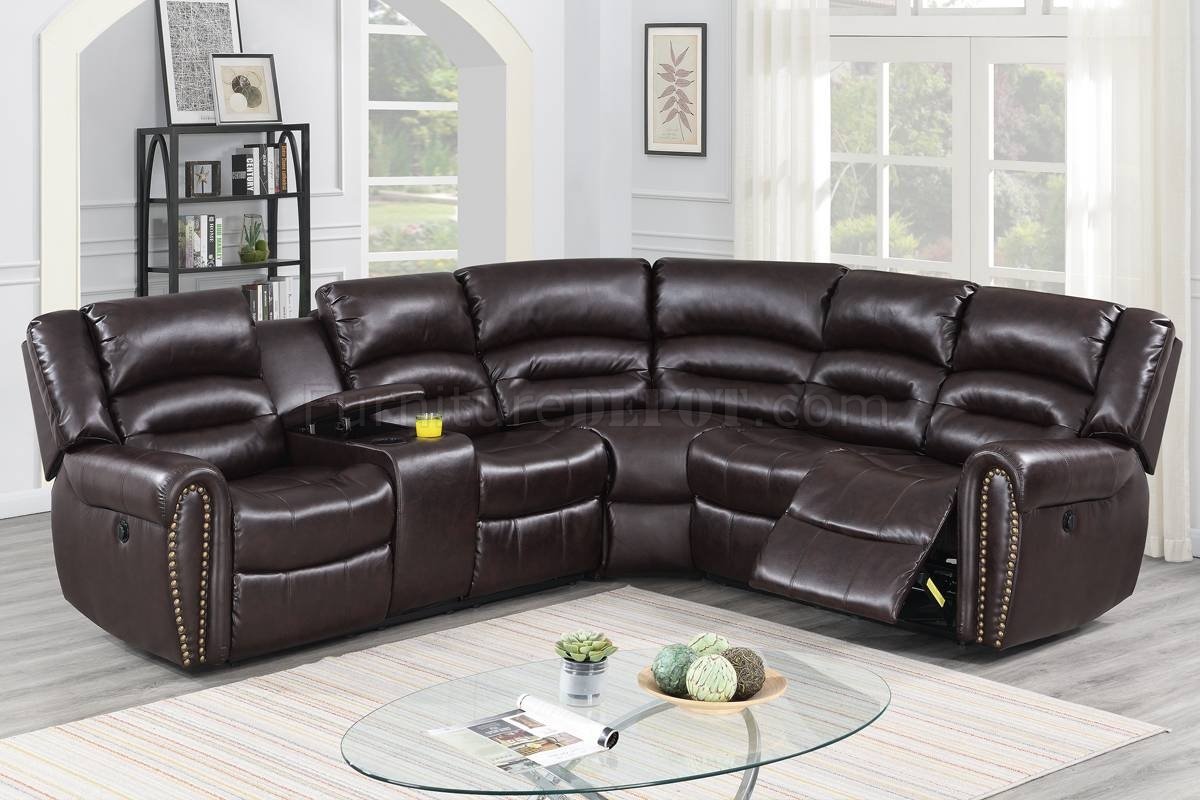 F86613 Power Recliner Sectional Sofa in Brown by Poundex