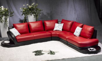 Red & Black Leather Modern Two-Tone Sectional Sofa [THSS-FY-709]