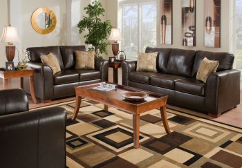 Brown Bonded Leather Match Modern Sofa & Loveseat Set w/Options [AFS-7680-Brown]