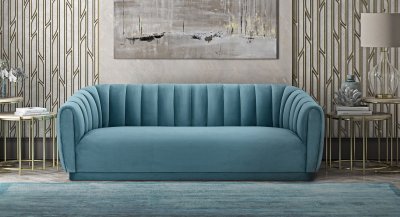 Arno Sofa TOV-S165 in Sea Blue Velvet Fabric by TOV Furniture