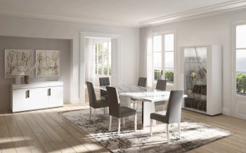 Carrara Dining Table in White High Gloss by ESF w/Options [EFDS-Carrara]