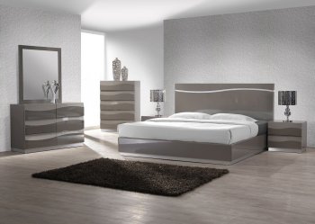 Delhi 5Pc Bedroom Set in Gloss Grey by Chintaly w/Options [CYBS-Delhi-Gloss Grey]