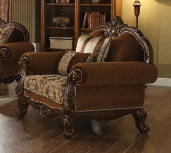 Jardena Chair 50657 in Chestnut Fabric by Acme w/Options [AMAC-KD50657 Jardena]