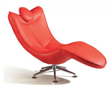 Red Color Leather Upholstery Swivel Chaise Lounge [AECL-815 Red]