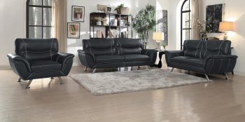 Jambul Sofa & Loveseat Set 9940BK in Black Vinyl by Homelegance [HES-9940BK-Jambul]