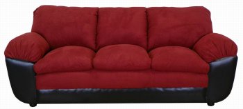 Burgundy Fabric and Vinyl Modern Sofa & Loveseat Set w/Options [PMS-5350-Burgundy]