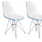 Cresco Set of 4 Dining Chairs CR19WBU- White & Blue - LeisureMod