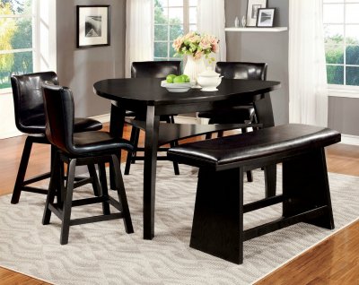 Hurley Counter Ht. Dining Room CM3433PT 6Pc Set in Black