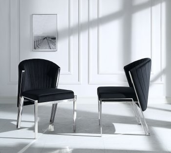 Fallon Dining Chair DN01955 Set of 2 in Black Velvet by Acme [AMDC-DN01955 Fallon]