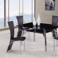 Black Glass Top Modern 5Pc Dining Set w/Shelf & Metal Legs