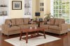 F7576 Sofa & Loveseat Set in Saddle Microfiber by Boss