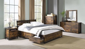 Juvanth Bedroom Set 5Pc 24260Q in Oak & Black by Acme w/Options [AMBS-24260Q Juvanth]