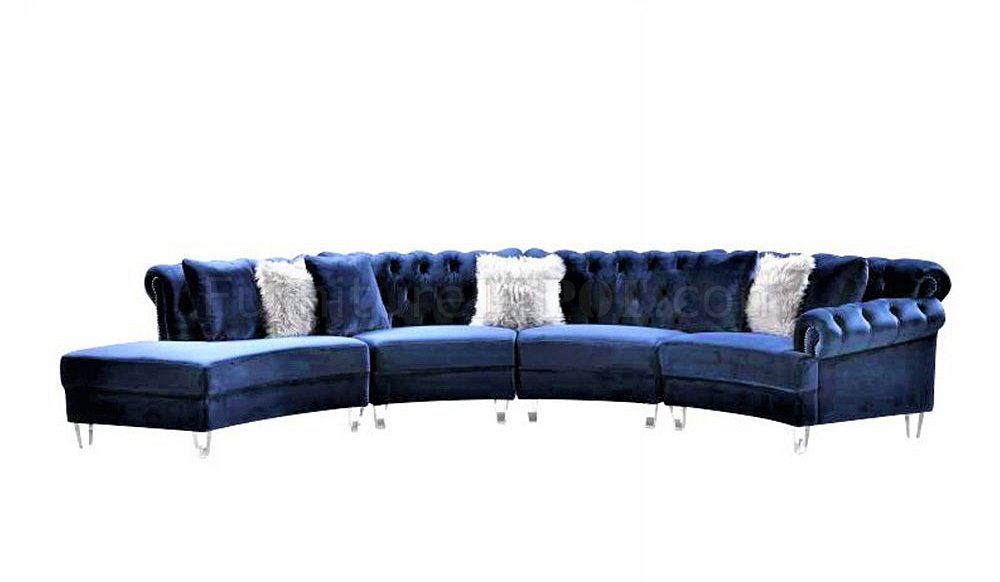 LCL-002 Sectional Sofa in Navy Blue Velvet - Click Image to Close