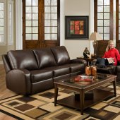 Mahogany Bonded Leather Double Reclining Sofa & Loveseat Set