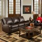 Mahogany Bonded Leather Double Reclining Sofa & Loveseat Set