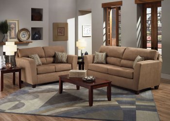 Camel Microfiber Modern Casual Sofa & Loveseat Set w/Options [AFS-1500-Camel]