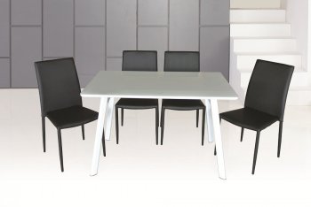 B24 Dining Room Set 5Pc in White by J&M w/DC13 Black Chairs [JMDS-B24-White DC13-Black]